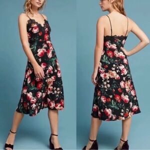 Floral Black and Red Midi Dress, new w/tags, size XS, Foxiedox by Anthropologie